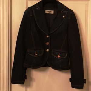 Moschino Denim Jacket with Mismatched Buttona